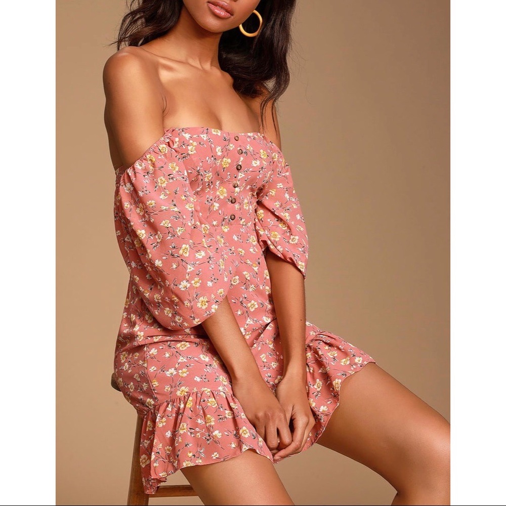 Lulus | Rusty Rose Floral Print Dress - Picture 4 of 10